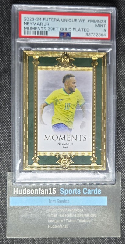 Neymar Jr. 2023-24 Futera Unique WF Moments #MMG28 23KT Gold Plated 1/12 PSA 9