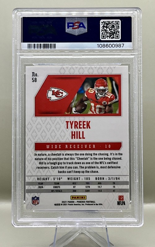 2021 Panini Phoenix #58 Tyreek Hill Fire Burst PSA 9 Kansas City Chiefs view 2