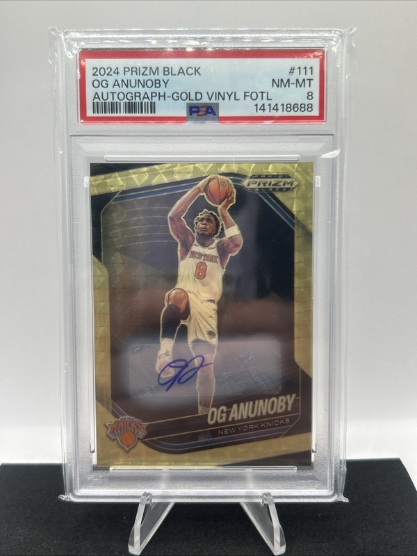 2024-25 Panini Prizm OG Anunoby Auto-Gold Vinyl 1/5 PSA 8