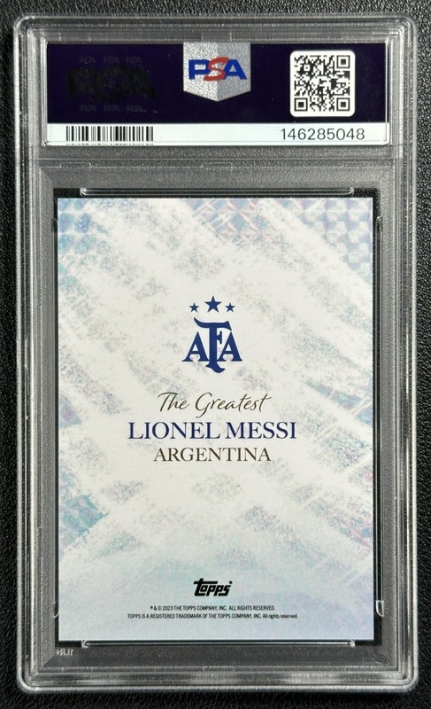 2023 Topps Argentina World Cup Leo Messi The Greatest Psa 10 Gem Mint view 2