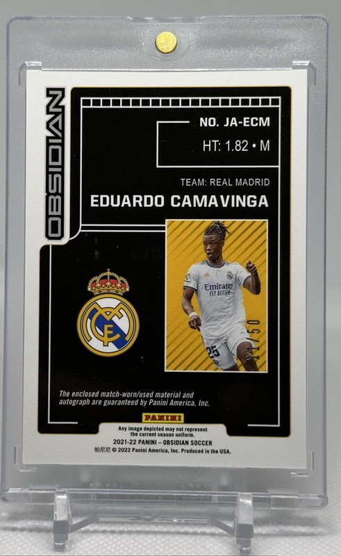 2021-22 Panini Obsidian Eduardo Camavinga Match Worn Patch Auto /50 #JA-ECM view 2