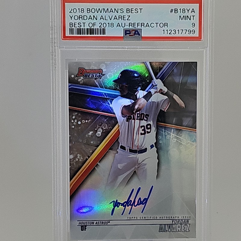Yordan Alvarez PSA 9 Rookie Refractor Autograph #B18YA 2018 Bowmans Best Astros
