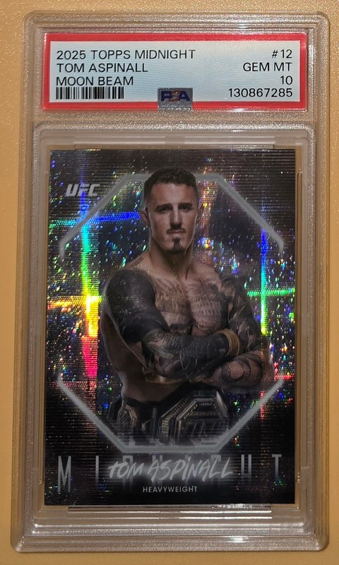 Tom Aspinall PSA 10 Low Pop 1 2025 Topps Midnight UFC Moon Beam Parallel #12 MMA