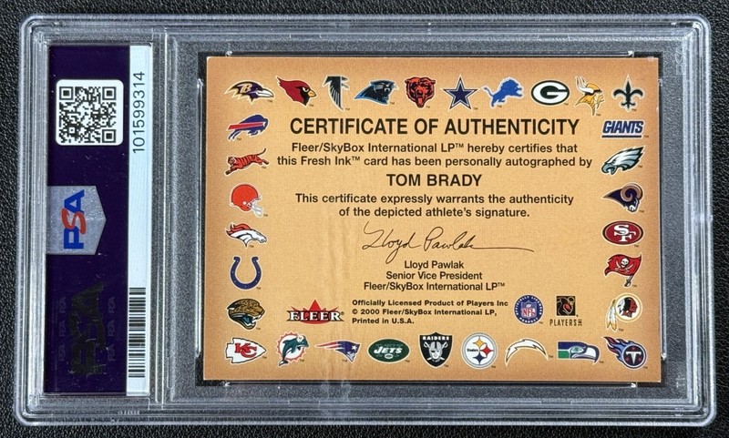 TOM BRADY PSA AUTH 10 AUTO 2000 FLEER ROOKIE AUTOGRAPHICS U/P PROOF TB12 COLL view 2