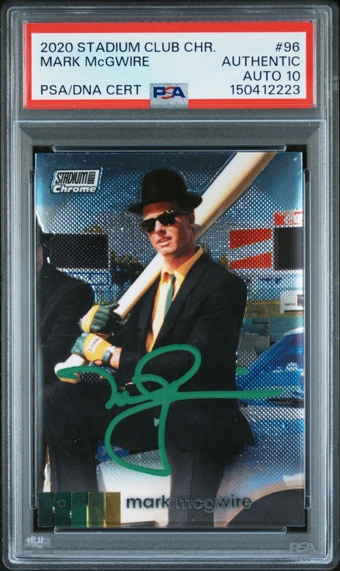 Mark McGwire 2020 Topps Stadium Club Chrome Signed Baseball Card #96 Auto PSA 10