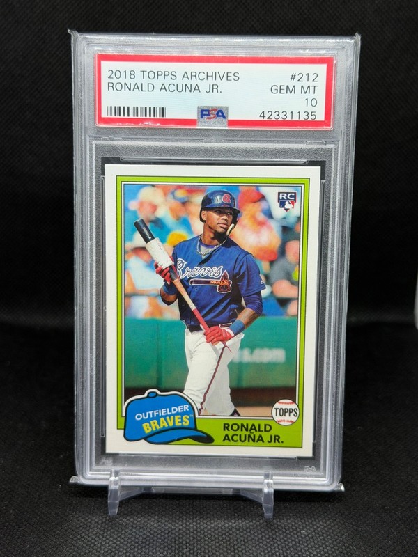 2018 TOPPS ARCHIVES #212 RONALD ACUNA JR. ROOKIE CARD RC, BRAVES - PSA 10 