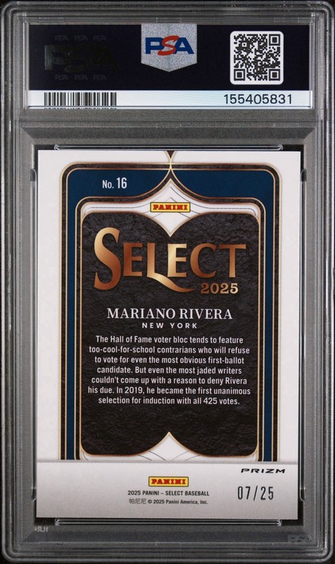 2025 Select Mariano Rivera Tie-Dye Prizm /25 PSA 10 Yankees HOF SSP π POP 1 π₯ view 2