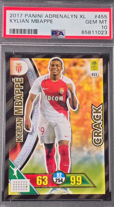 2017-18 Panini Adrenalyn XL Kylian Mbappe #455 RC PSA 10 POP 38 (9% GEM RATE)