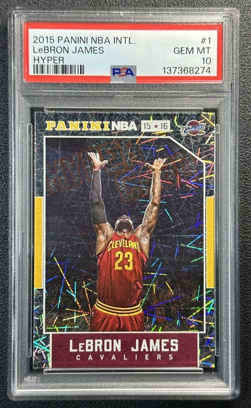 LEBRON JAMES PSA 10 2015 PANINI NBA INTERNATIONAL INTL. #1 HYPER CARD 274