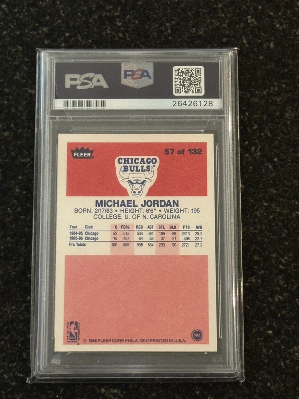 1986-87 Fleer - Michael Jordan #57 Rookie Card view 2