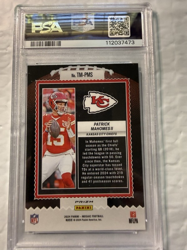 Patrick Mahomes 2024 Mosaic Touchdown Masters Red PSA 10 view 2