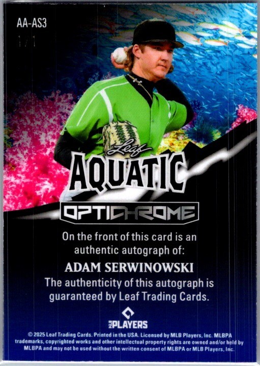 2025 Leaf Adam Serwinowski Optichrome Baseball Aquatic 1/1 Auto view 2