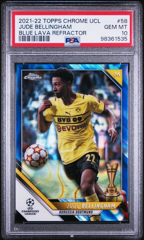 2021 Topps Chrome UEFA Champions League Jude Bellingham Blue Lava PSA 10 #58