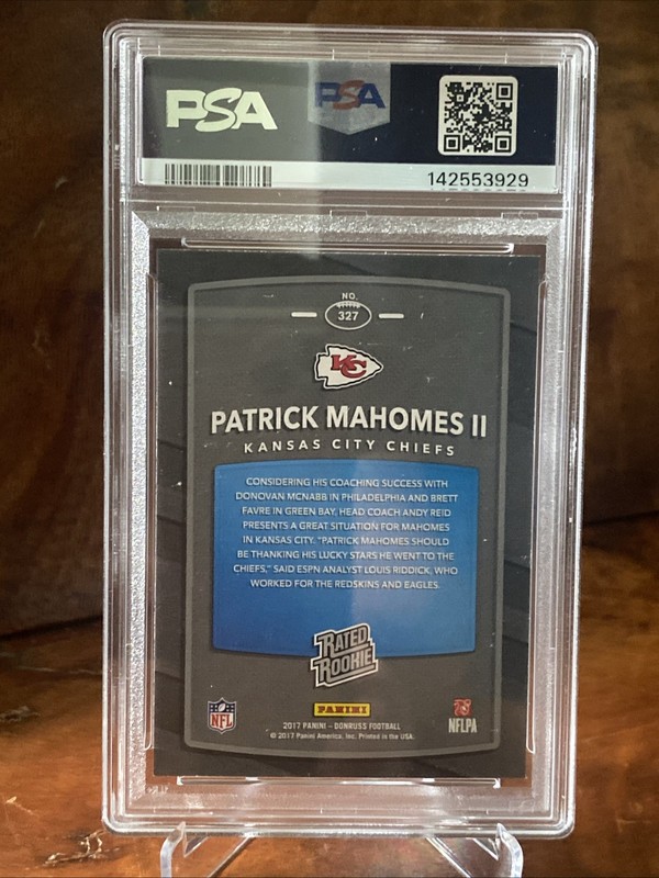 2017 Panini Donruss - Rated Rookie Patrick Mahomes II #327 (RC) Mint PSA 9 view 2