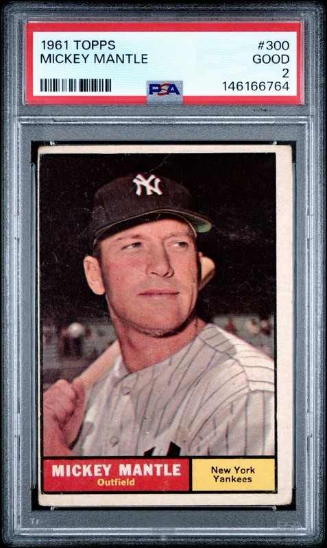 1961 Topps Mickey Mantle #300 New York Yankees HOF Good GD PSA 2