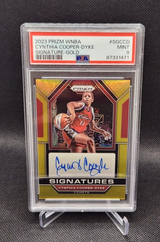 2023 Panini Prizm WNBA Cynthia Cooper-Dyke Gold Prizm Auto /10 PSA 9 MINT Comets