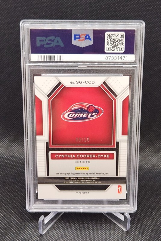 2023 Panini Prizm WNBA Cynthia Cooper-Dyke Gold Prizm Auto /10 PSA 9 MINT Comets view 2