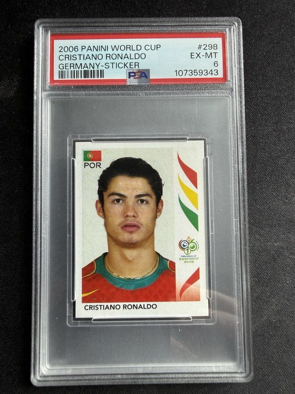 2006 Panini World Cup Germany Sticker #298 Cristiano Ronaldo ROOKIE PSA 6 EX-MT