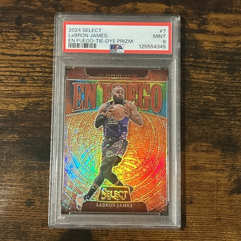 2024-25 Panini Select Lebron James  En Fuego Tie-Dye 25/25  Lakers PSA 9