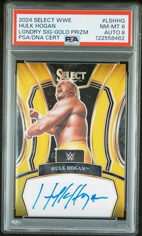 HULK HOGAN PSA 8 2024 PANINI SELECT WWE #LS-HHG LEGENDARY AUTO GOLD PRIZM 4/10