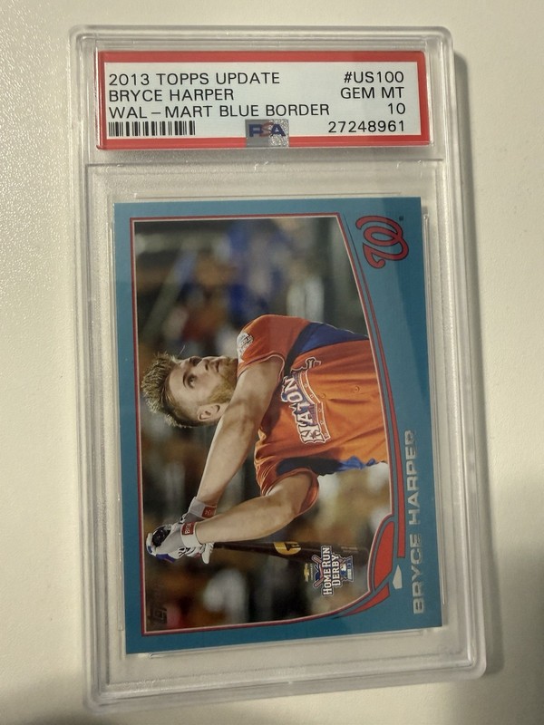 2013 Topps Update Bryce Harper PSA 10 Home Run Derby Walmart Blue #US100 view 1