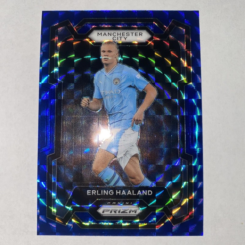 2023-24 Panini Prizm Premier League - Erling Haaland #3 Blue Mosaic Prizm