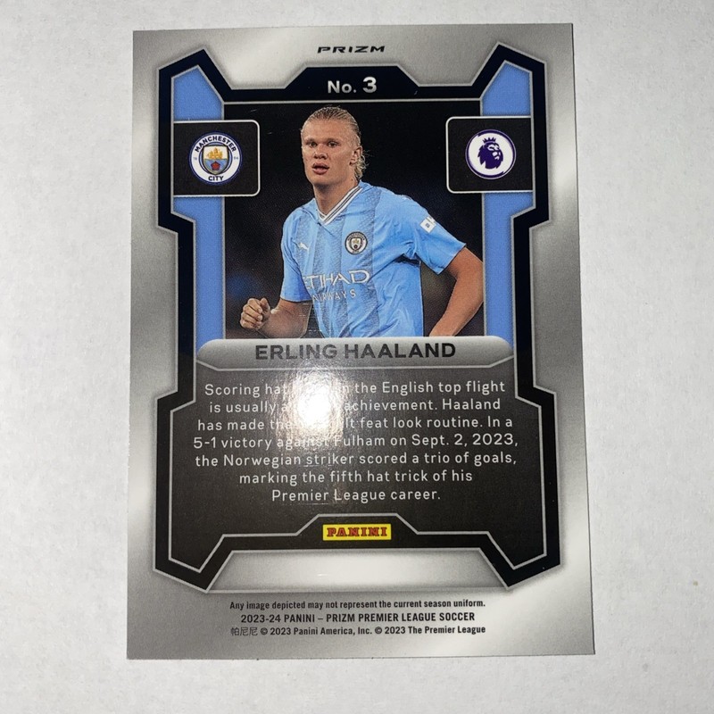 2023-24 Panini Prizm Premier League - Erling Haaland #3 Blue Mosaic Prizm view 2