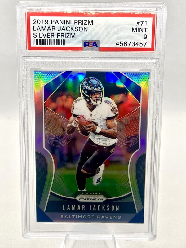PANINI 2019 PRIZM LAMAR JACKSON #71 SILVER PRIZM PSA 9 BALTIMORE RAVENS