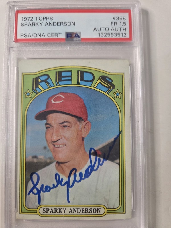 Sparky Anderson 1972 Topps PSA/DNA Certified Auto #358 Cincinnati Reds