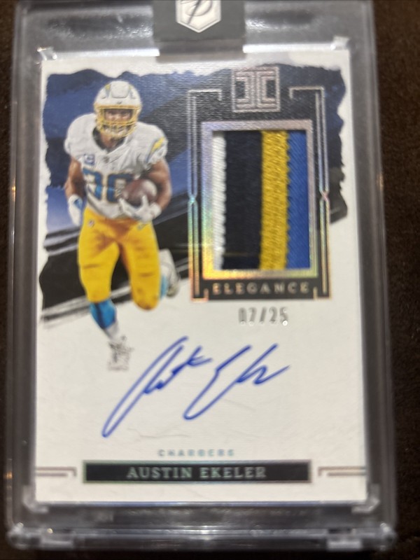 2023 Impeccable - Elégance Veteran Patch Auto Silver Austin Ekeler #VP-AE 7/25 view 2