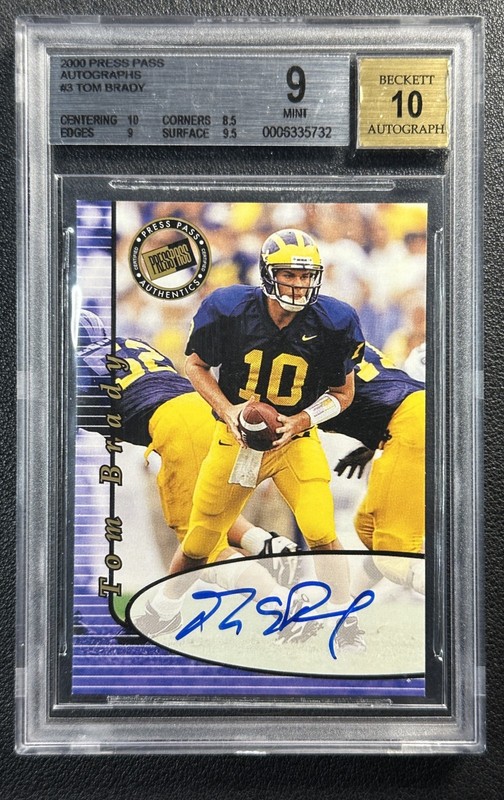 TOM BRADY BGS 9 2000 PRESS PASS AUTHENTICS ROOKIE 10 AUTO RC ON CARD AUTOGRAPH