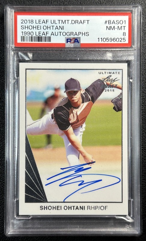 SHOHEI OHTANI PSA 8 2018 LEAF ULTIMATE DRAFT #BA-SO1 ROOKIE 1990 AUTO RC