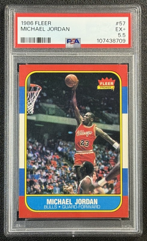 MICHAEL JORDAN PSA 5.5 1986-87 FLEER #57 ROOKIE CARD RC BULLS CENTERED 8709