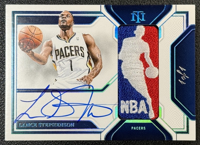 LANCE STEPHENSON 2024-25 NATIONAL TREASURES GU NBA LOGOMAN PATCH AUTO 1/1 PACERS