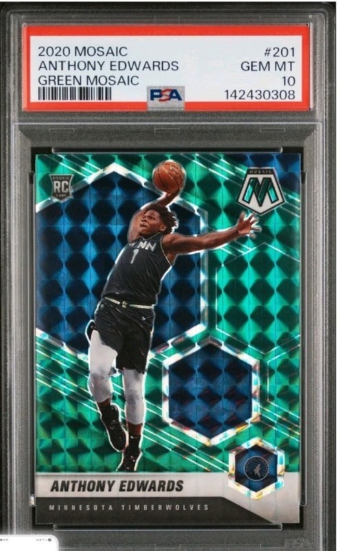 2020-21 Mosaic #201 Green Mosaic Anthony Edwards Rookie PSA 10 Gem Mint TRUE RC