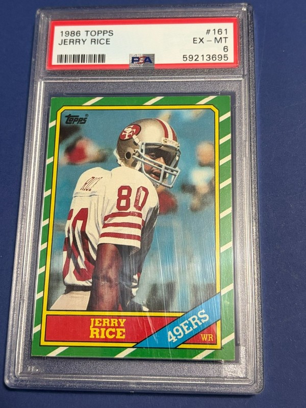 1986 Topps Jerry Rice #161 Rookie Card San Francisco 49ers PSA 6 EX-MT RC HOF