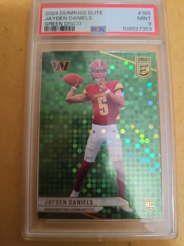Jayden Daniels (RC) - 2024 Donruss Elite #165 - Green Disco / PSA 9