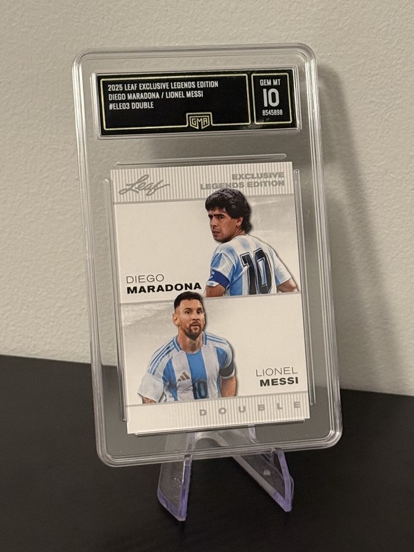 2025 Leaf Exclusive Legends Edition Diego Maradona, Lionel Messi Double - GMA 10
