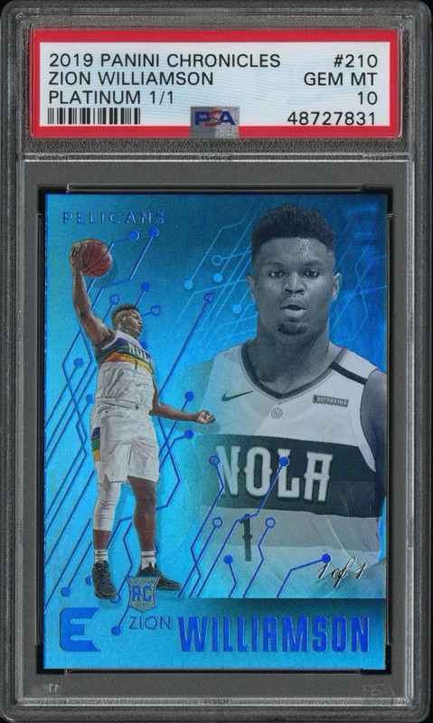 2019-20 Panini Chronicles - Essentials Zion Williamson #210 Platinum 1/1 PSA 10