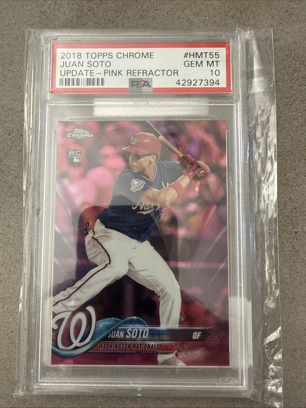 2018 Topps Chrome Update Juan Soto Pink Refractor RC #HMT55 PSA 10 Gem Mint