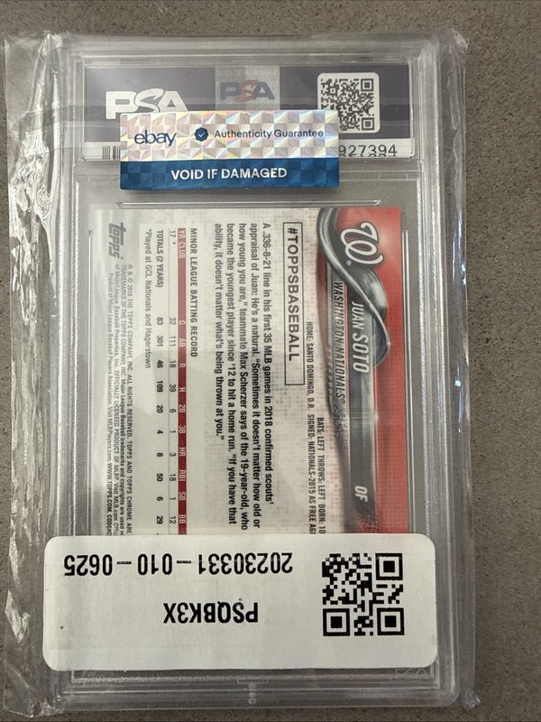2018 Topps Chrome Update Juan Soto Pink Refractor RC #HMT55 PSA 10 Gem Mint view 2