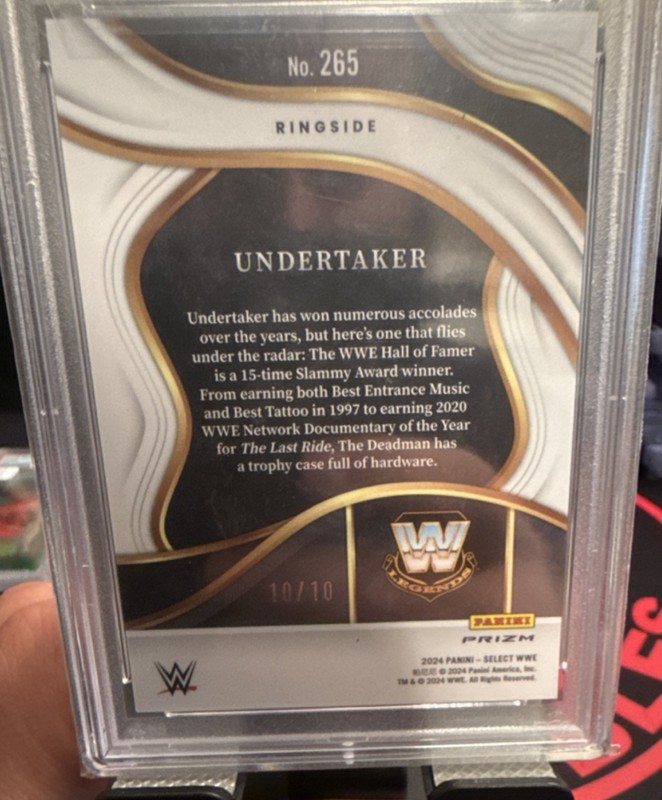 Panini 2024 Select WWE Undertaker #265 Ringside Gold Ice Prizm /10 PSA 10 view 2
