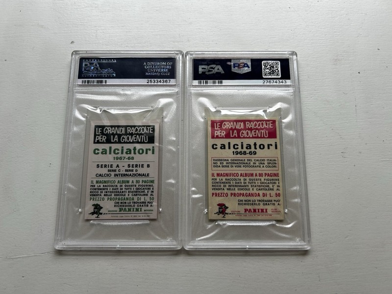1967 1968 Panini Calciatori PELE PSA 7 NM Set of 2 World Cup BEAUTIFUL LOW POP view 2