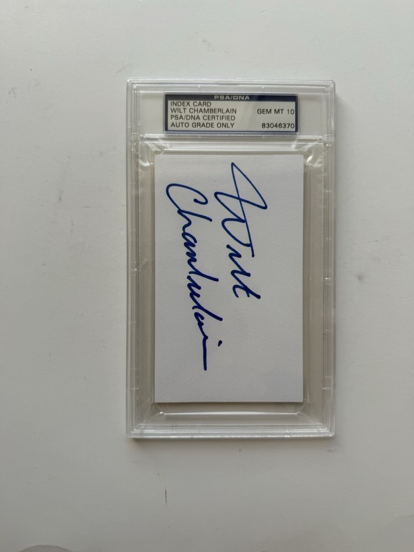 Wilt Chamberlain Autograph 3x5 Index Card PSA/DNA Certified Auto Gem Mint 10