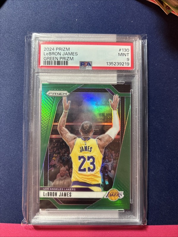 2024-25 Panini Prizm Basketball Lebron James #130 Green Prizm Lakers PSA 9 MINT