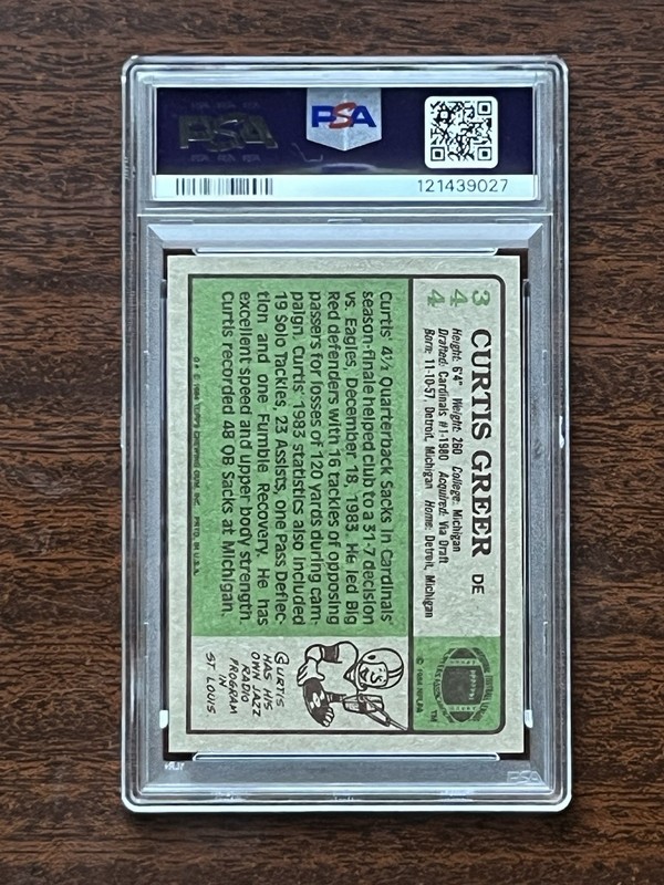 1984 Topps Curtis Greer PSA 8 #344 St. Louis Cardinals Vintage Football Card view 2