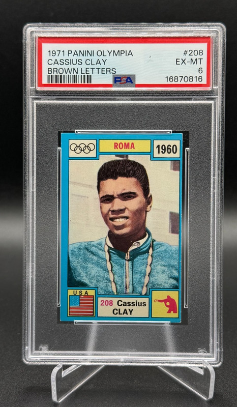 1971 Panini Olympia #208 Cassius Clay Muhammad Ali PSA 6 Brown Letters Variant
