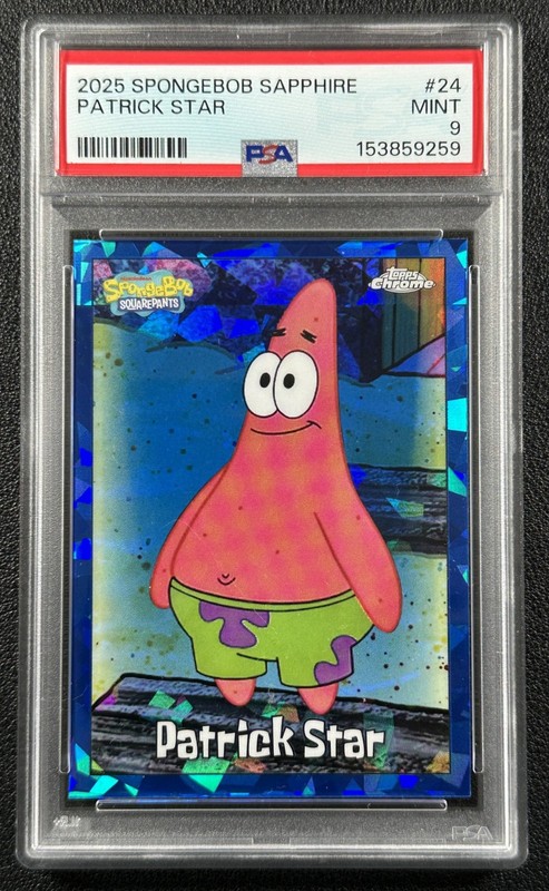 PATRICK STAR PSA 9 2025 TOPPS CHROME SPONGEBOB SAPPHIRE #24 REFRACTOR 9259