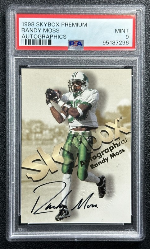 RANDY MOSS PSA 9 1998 SKYBOX PREMIUM #NNO ROOKIE AUTOGRAPHICS AUTO RC 7296