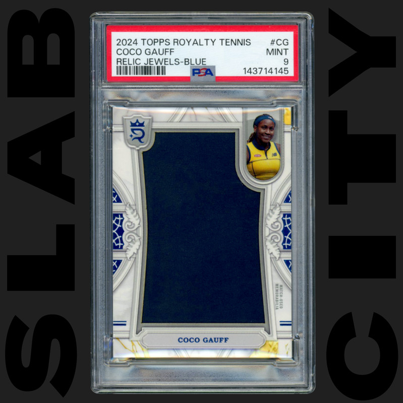 COCO GAUFF /25 2024 TOPPS ROYALTY TENNIS #CG RELIC JEWELS BLUE PSA 9